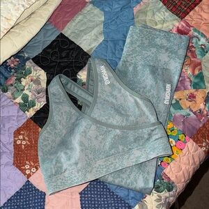 Gymshark Pale Teal Patterned Set